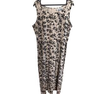 Sheri Martin Linen Blend Y2K 90s Midi Dress Summer Casual Vacation Boho Size 16